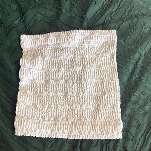 No Boundaries Cream Textured crop top (strapless)
